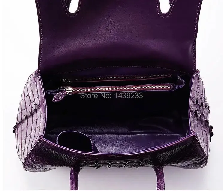 100% genuine crocodile skin  leather women handbag, Alligator Skin Womens Tote Bag, Purple