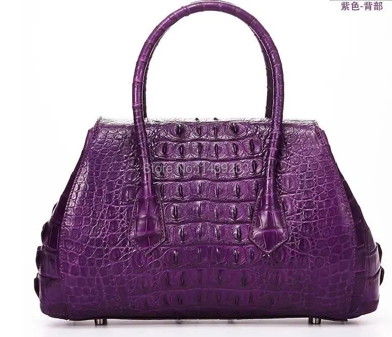 100% genuine crocodile skin  leather women handbag, Alligator Skin Womens Tote Bag, Purple