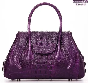 100% genuine crocodile skin  leather women handbag, Alligator Skin Womens Tote Bag, Purple