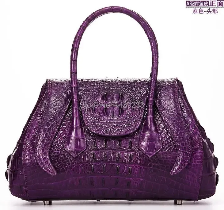 100% genuine crocodile skin  leather women handbag, Alligator Skin Womens Tote Bag, Purple