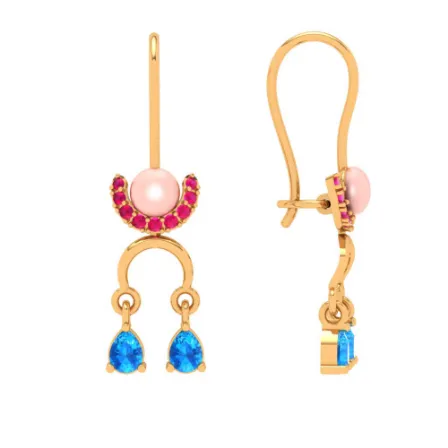 14k Gold  Exclusive Earrings Design With Gem Stone From  Amazea Collection