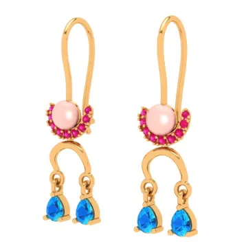 14k Gold  Exclusive Earrings Design With Gem Stone From  Amazea Collection