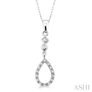 1/6 Ctw Round Cut Diamond Pendant in 14K White Gold with Chain