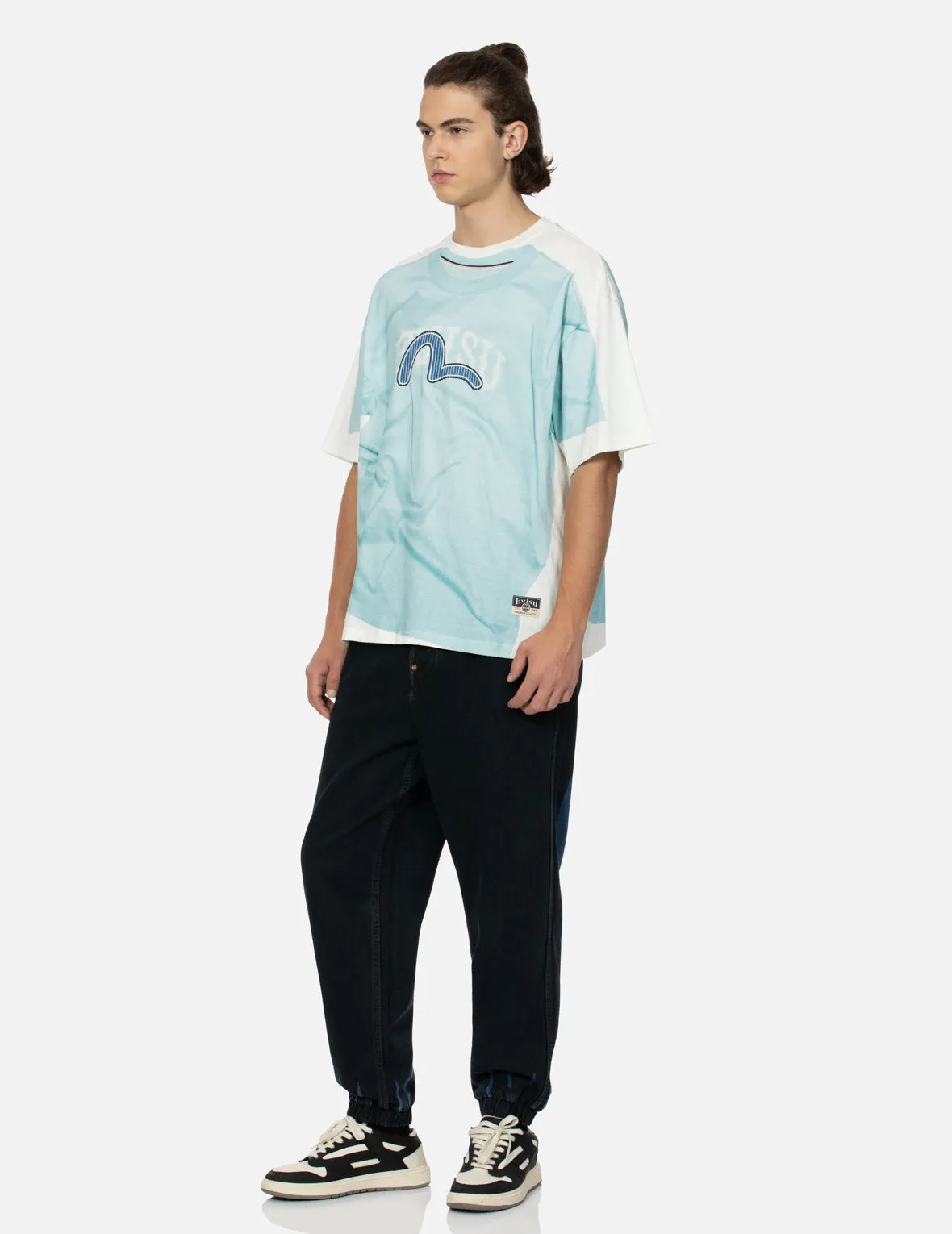 2-in-1 Logo and Seagull Print Loose Fit T-shirt