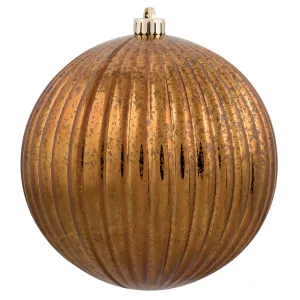 4PK - 6" Copper Mercury Pumpkin Ball Shatterproof Christmas Ornaments