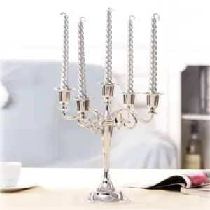 5 Arms Candle Holder, Silver Candle Stick Stand