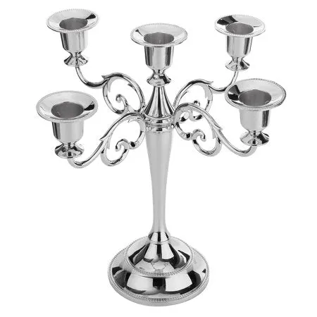 5 Arms Candle Holder, Silver Candle Stick Stand