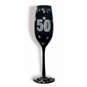 50th Black Champagne Flute