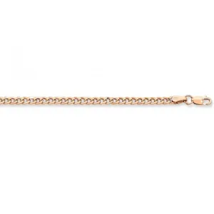 60cm 9ct Rose Gold Silver Infused Flat Curb Chain Necklace