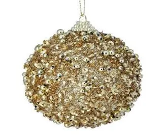 80Mm Glitter Ball Ornament Gold MTX69683