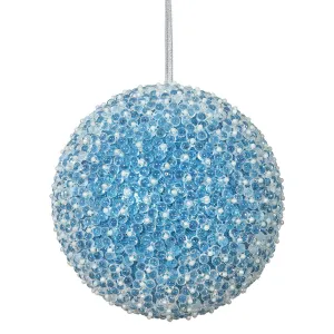 8" Turquoise Acrylic Beaded Christmas Ball Ornament