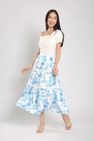 Albertha Tier Skirts in Blue Prints