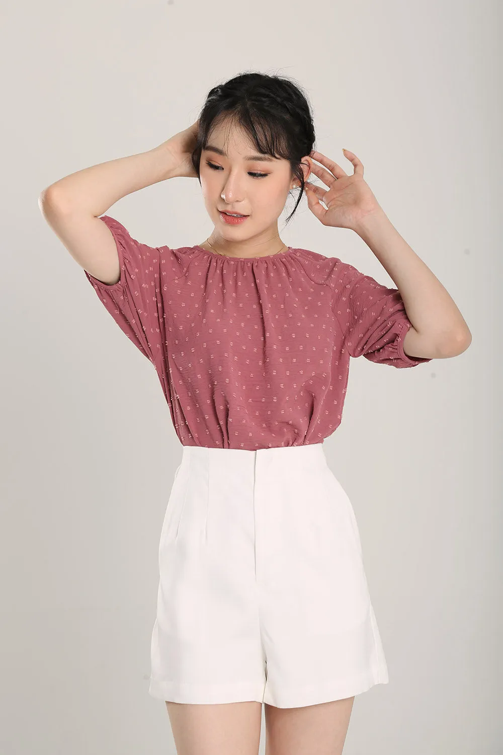 Allegra Top in Dotted Brick Red