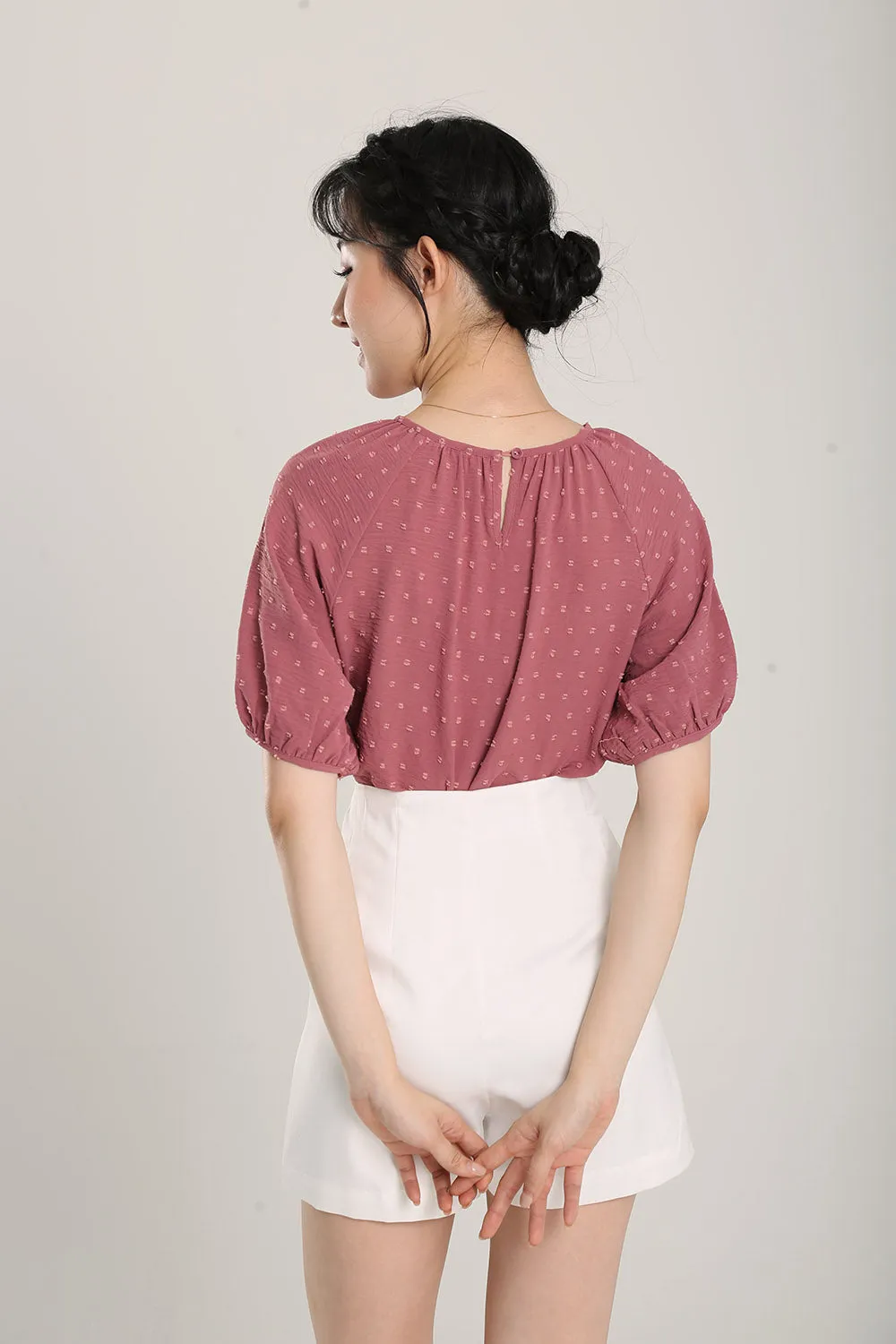 Allegra Top in Dotted Brick Red