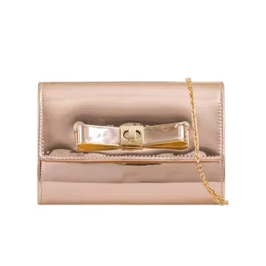 Arlene Ladies Bow Metallic Evening Clutch Bag