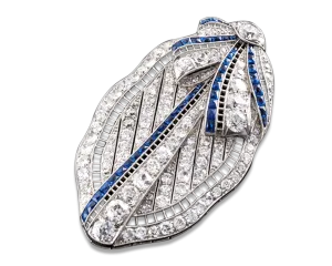 Art Deco Diamond and Sapphire Convertible Pendant Brooch