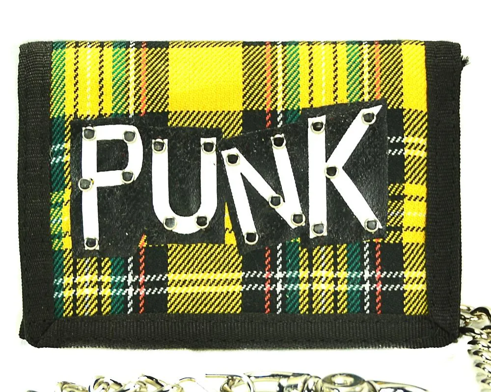 AssortedPlaid Trifold Wallet With Punk