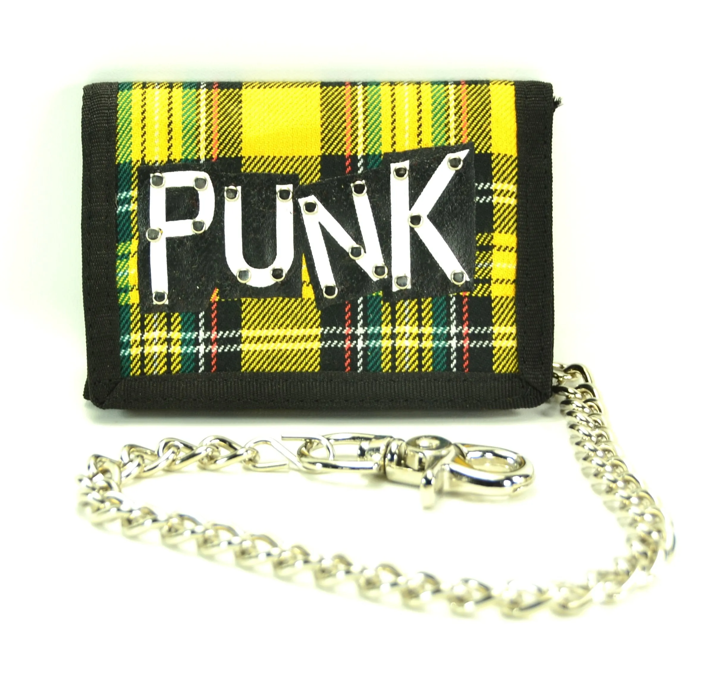 AssortedPlaid Trifold Wallet With Punk