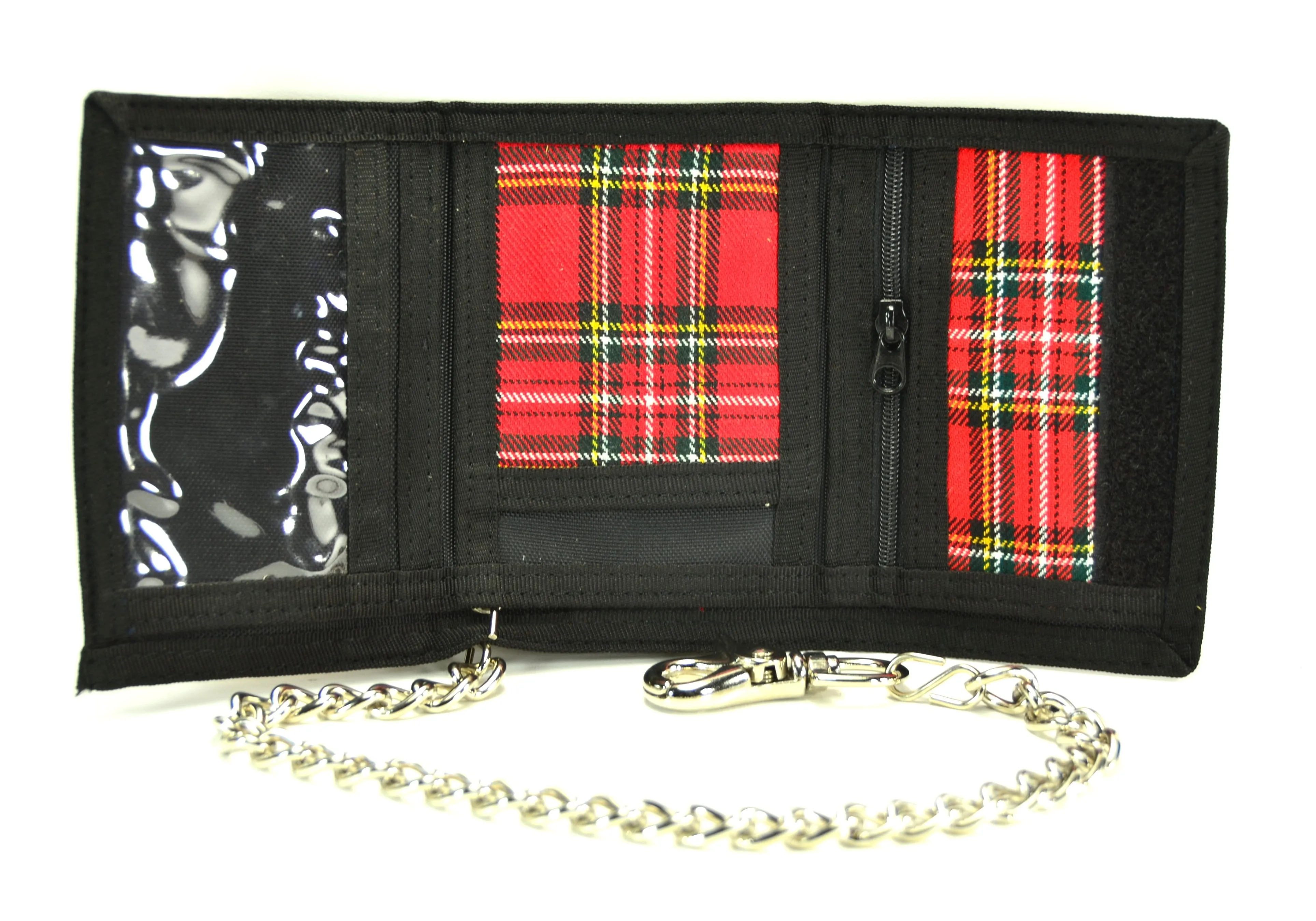 AssortedPlaid Trifold Wallet With Punk