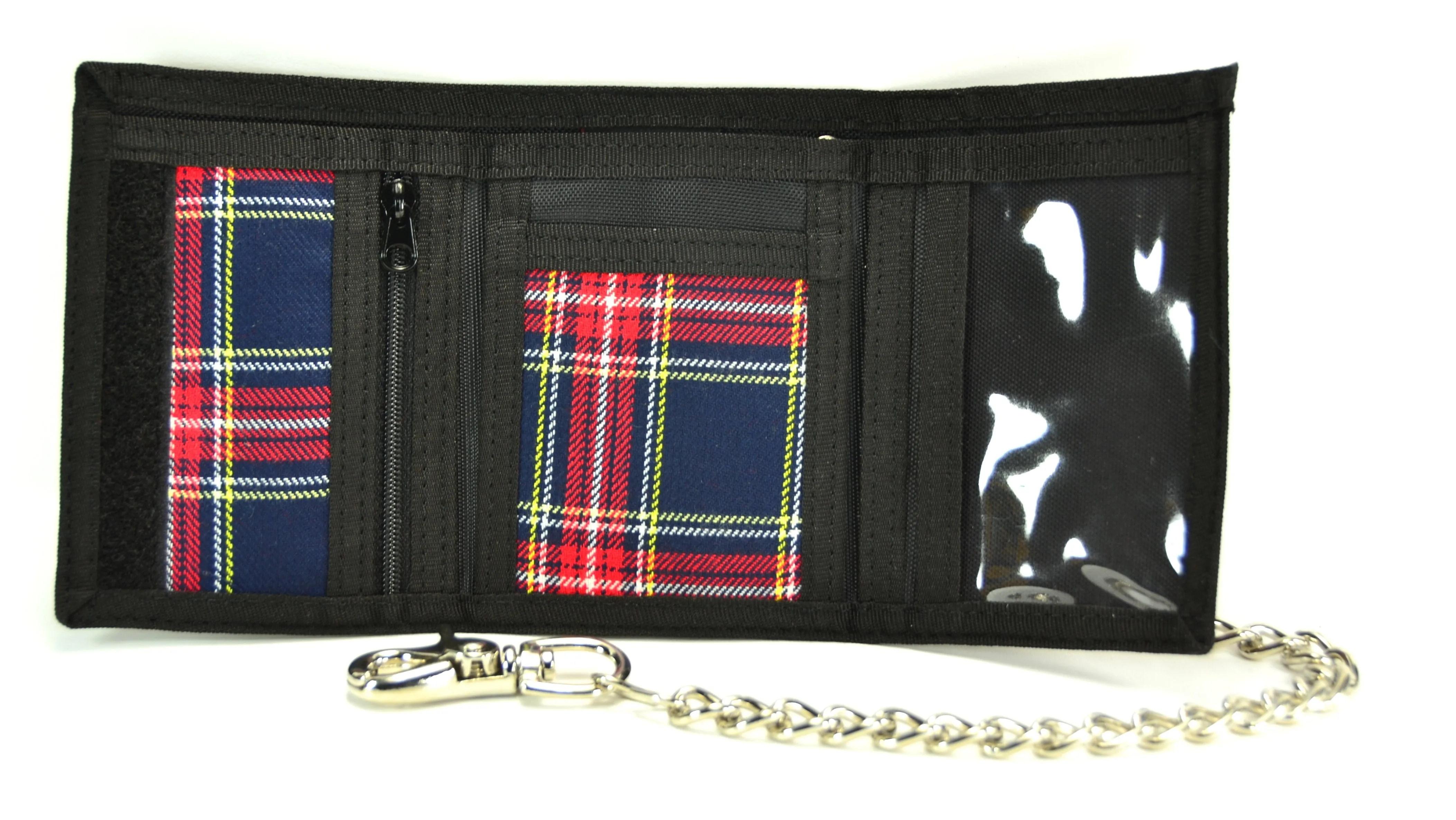 AssortedPlaid Trifold Wallet With Punk