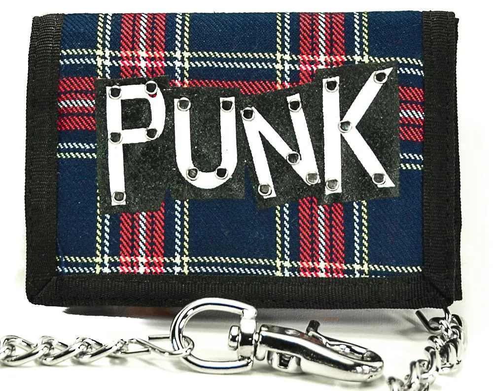 AssortedPlaid Trifold Wallet With Punk