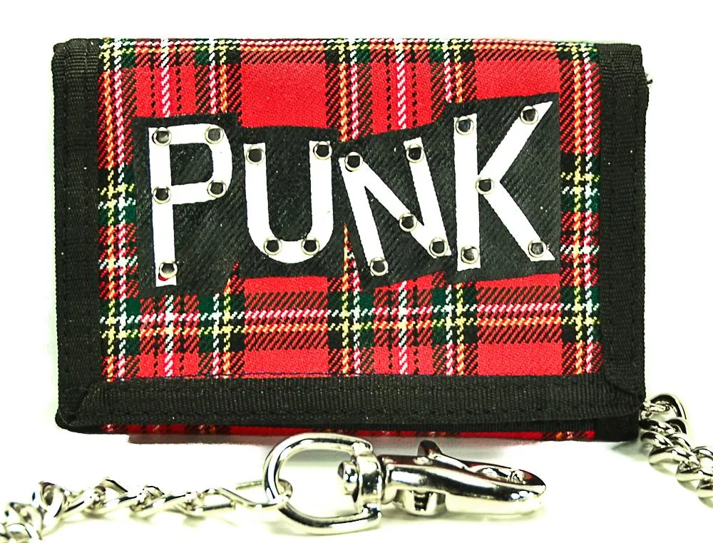 AssortedPlaid Trifold Wallet With Punk