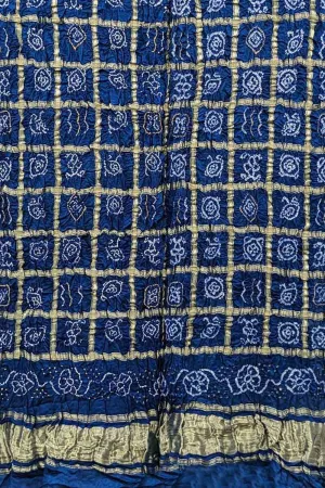 Blue Bandhani Pure Gajji Silk Dupatta