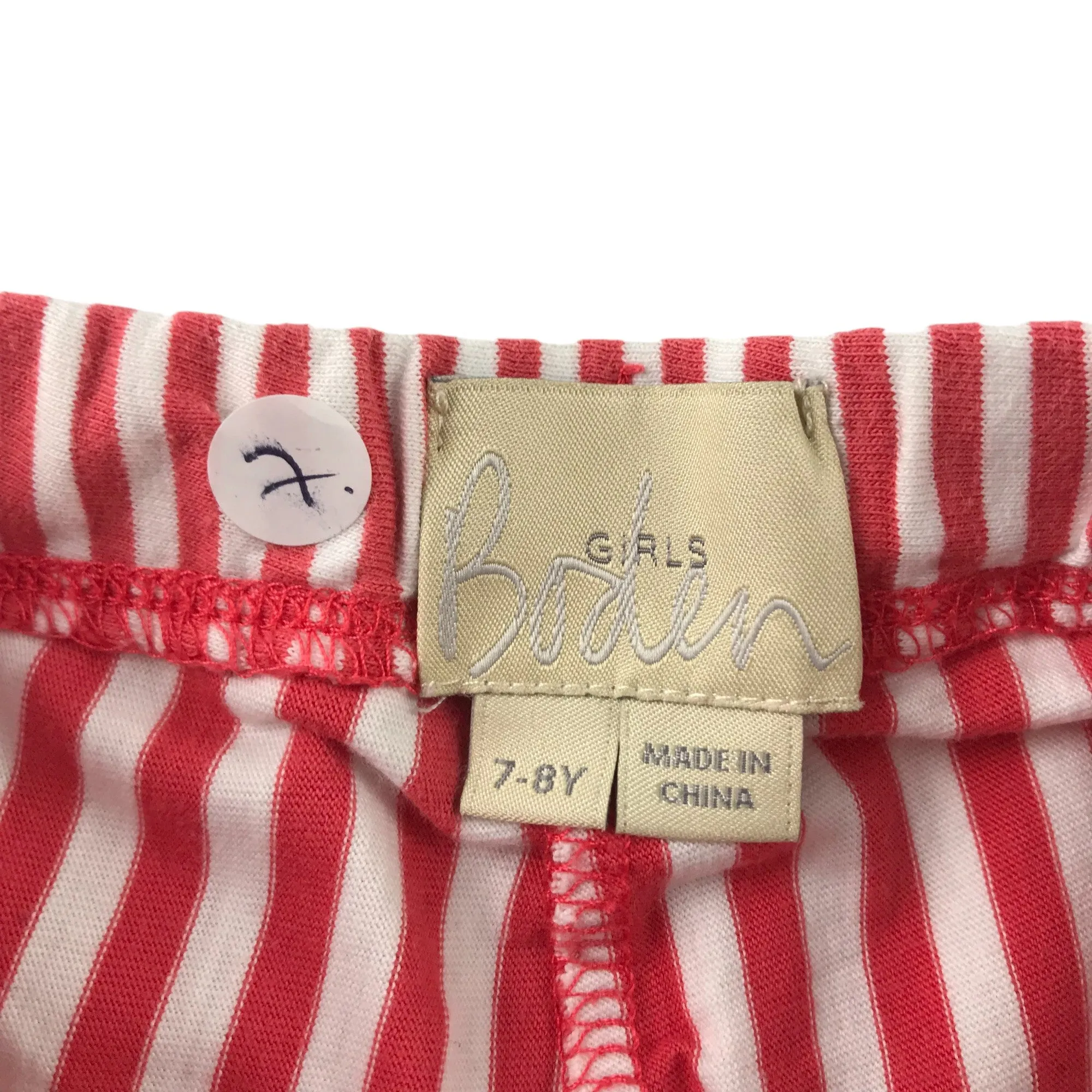 Boden Skirt Age 7 Pale Red and White Stripe Cotton