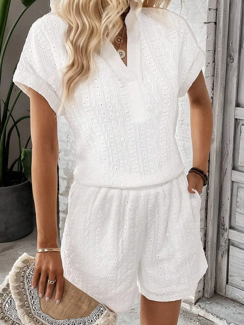 Boho-Chic Eyelet Jumpsuit