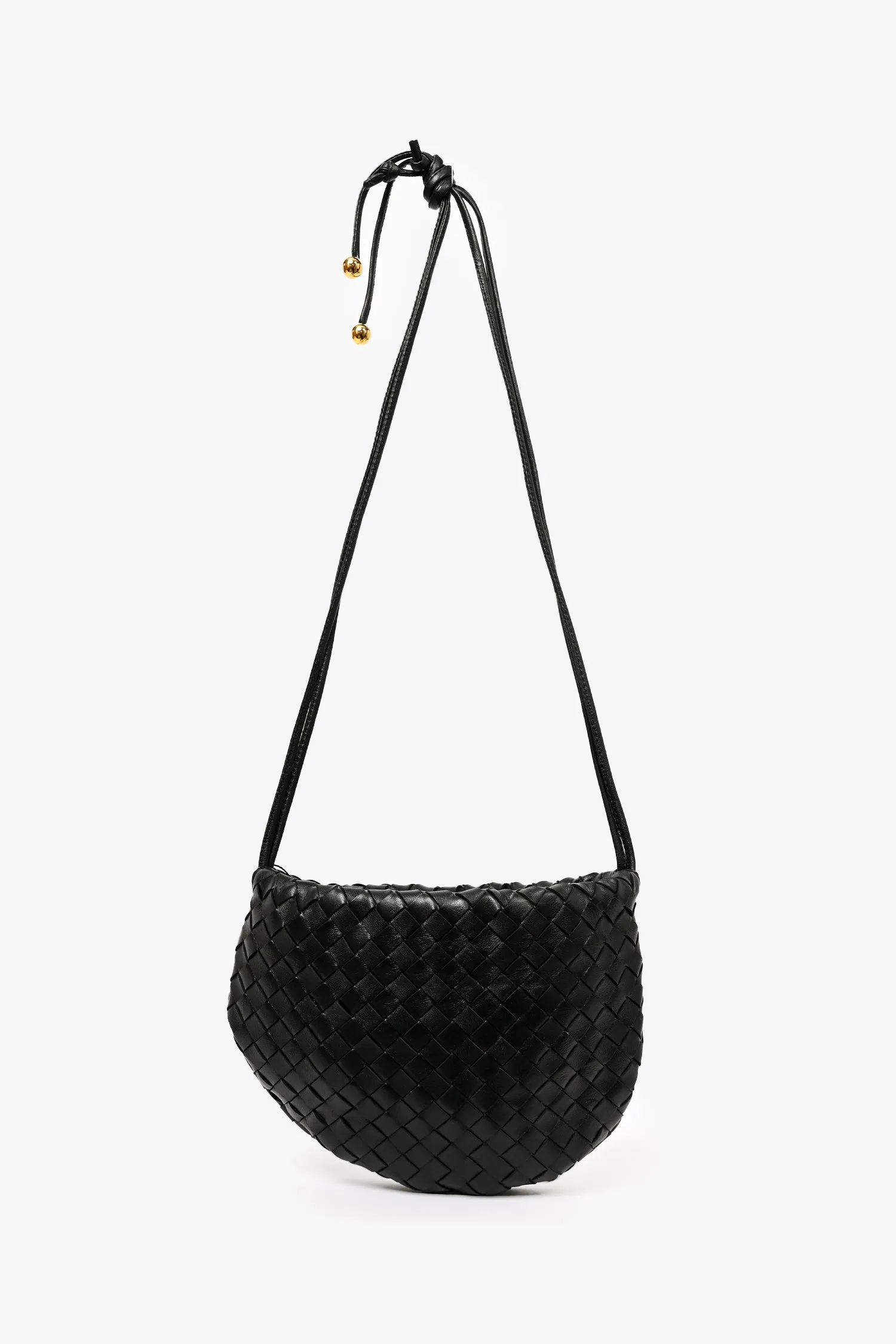 Bottega Veneta Black Intrecciato Leather Pouch Crossbody Bag