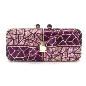 Bow Decor Diamond Crystal Stone Toted Evening Clutch Bag