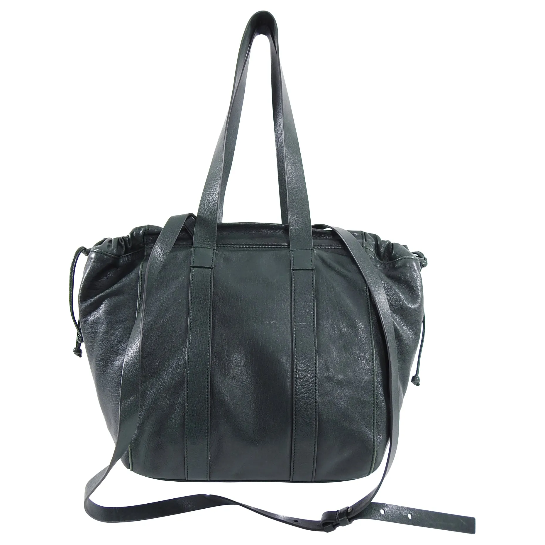 Brunello Cucinelli Dark Green Leather Satchel Crossbody Bag