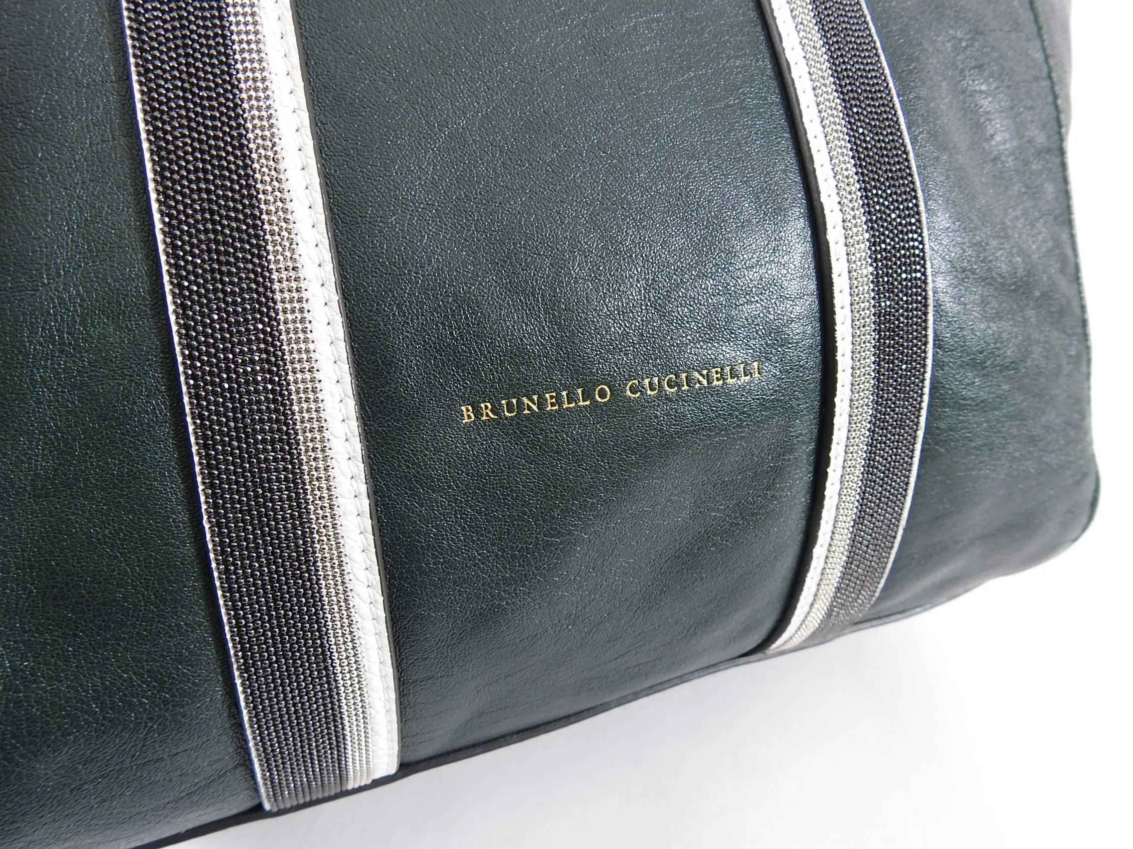 Brunello Cucinelli Dark Green Leather Satchel Crossbody Bag