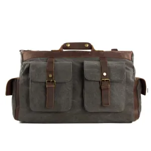 Canvas Leather Travel Messenger Duffel Bag