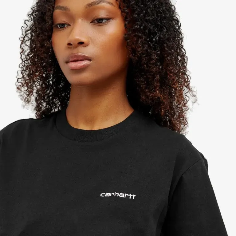 Carhartt wip script embroidered logo t-shirt, black and white