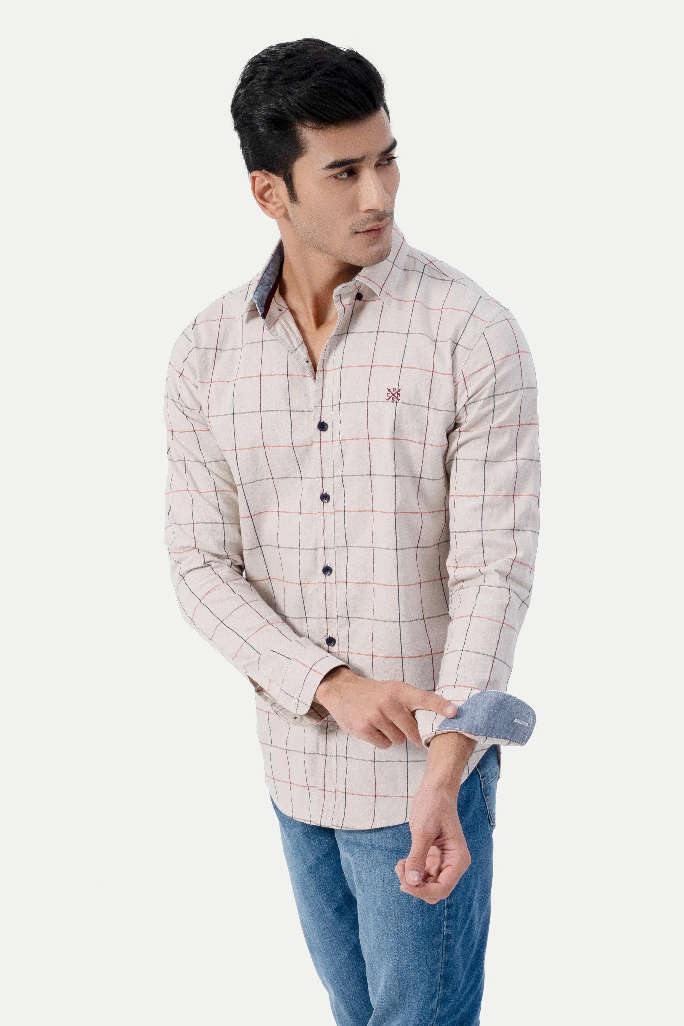 CASUAL SHIRT BEIGE CHECK