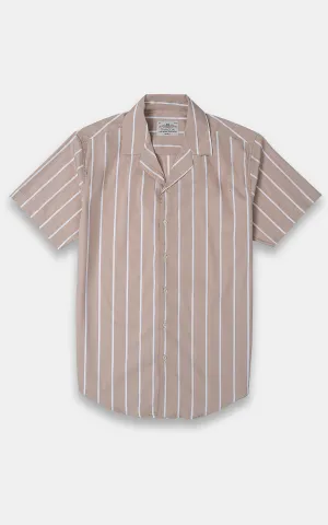 CASUAL SHIRT KHAKI WHITE STRIPES