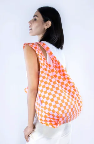 Checkerboard Pink & Orange Reusable Bag Medium