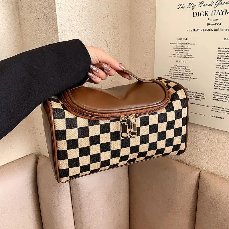 Checkered Cosmetic Bag