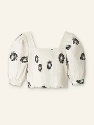 Cheesecloth modern daisy print blouse