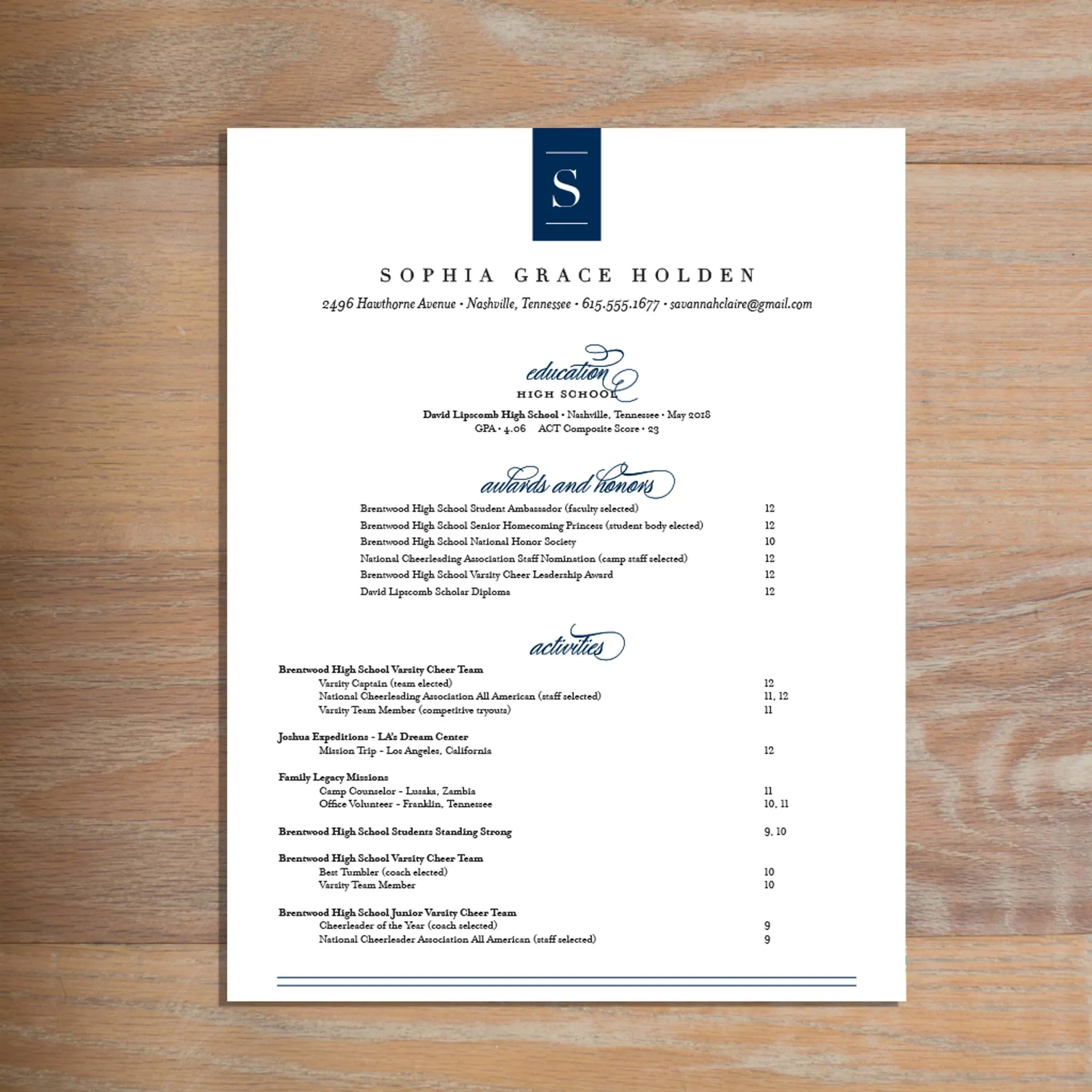 Chic Initial Custom Letterhead