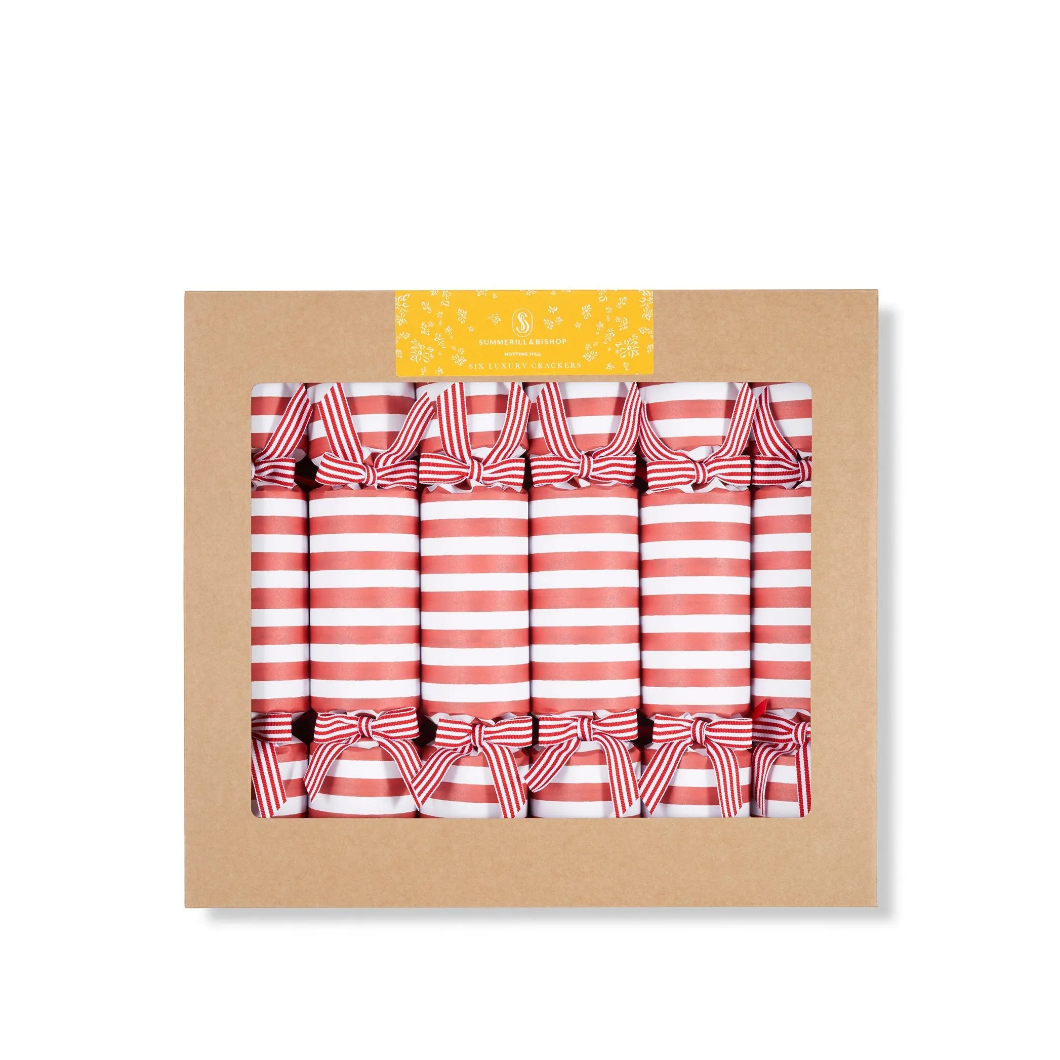 Christmas Crackers with 'Red Stripe' Print, Box of 6 (UK ONLY)