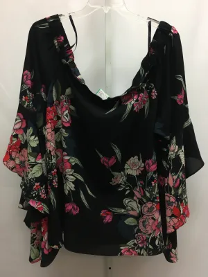 City Chic Size 22 Black Floral 3/4 Sleeve Top