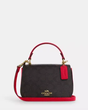 Coach Lysa Top Handle Bag In Signature Walnut Bold Red (Incoming stock)