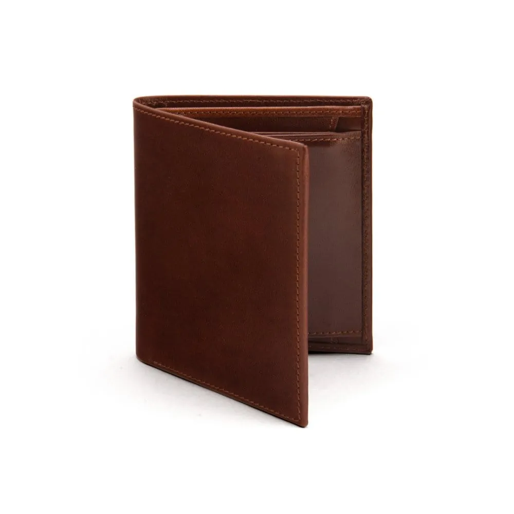 Compact Leather Wallet With Coin Purse - Dark Tan