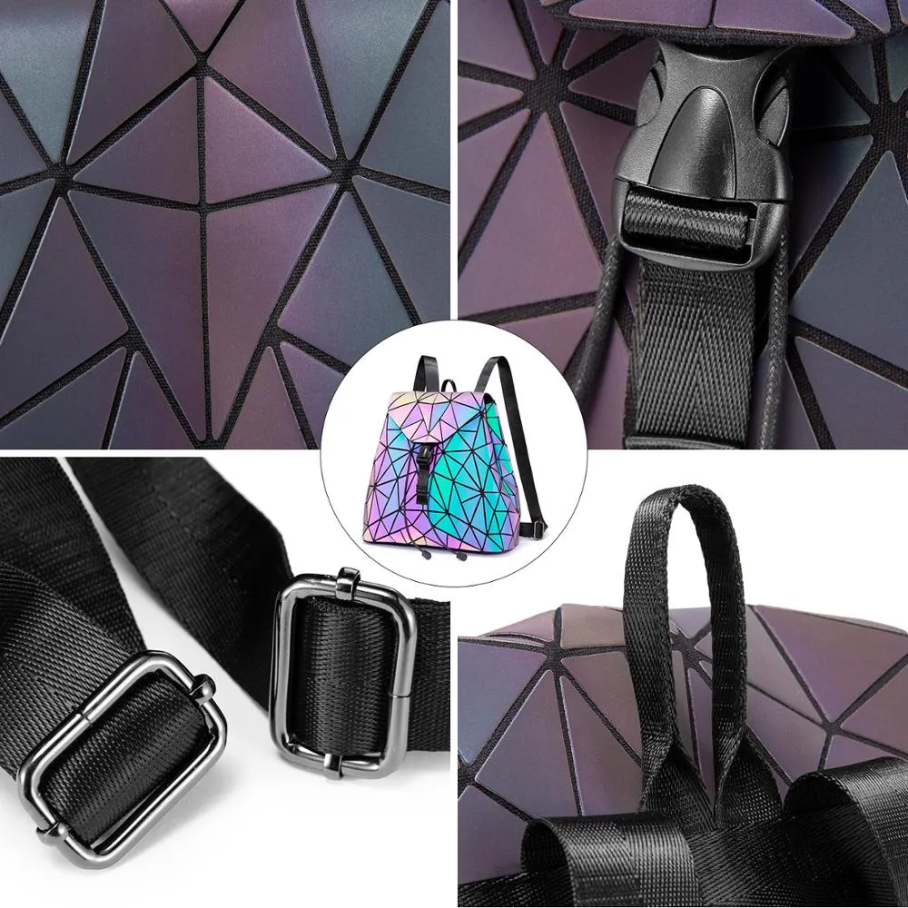 Cross-body Set Purse Geometric Luminous Reflective Backpack