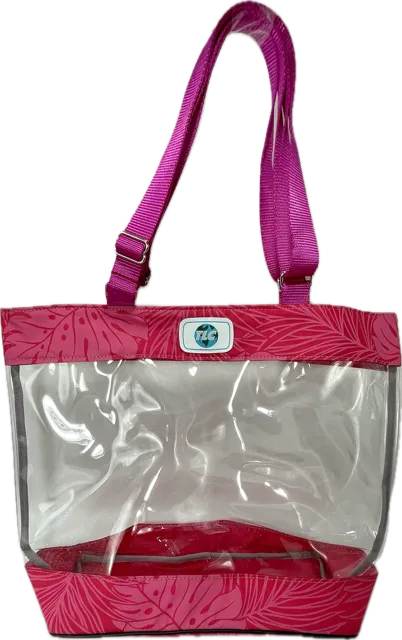 CST- Hot Pink Hawaiian Print Clear Stadium Tote Bag