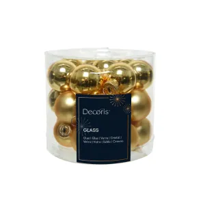 Decoris Pack of 24 2.5cm Light Gold Mini Glass Baubles