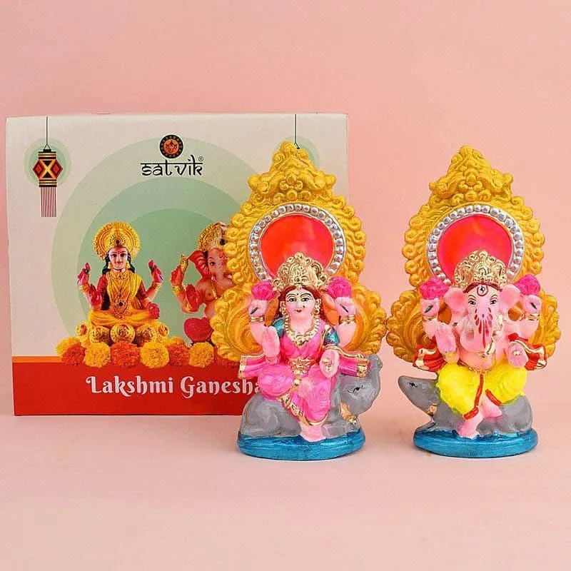 Divine Aura Lakshmi Ganesha Idol Set