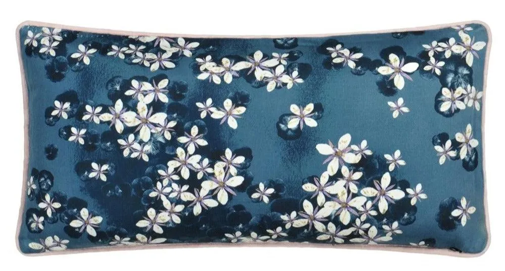 Double-sided pillow LACROIX CHERRY! BLEU DENIM cotton satin